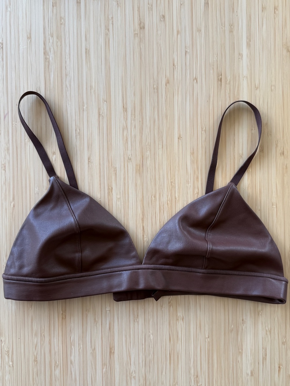 SKIMS Cocoa Brown Faux-Leather Triangle Bralette